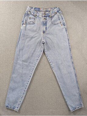 Vintage Zena Jeans Mom Jeans Juniors 11 Blue Acid Wash High Rise Relaxed USA 80s